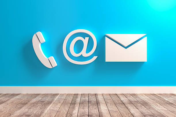 Contact Info Symbols on a blue wall